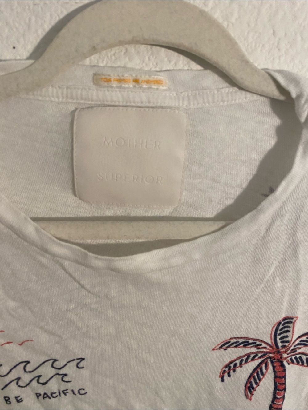 MOTHER White Short Sleeve Tee with Red & Navy Tropical Prints - Picture 3 of 5